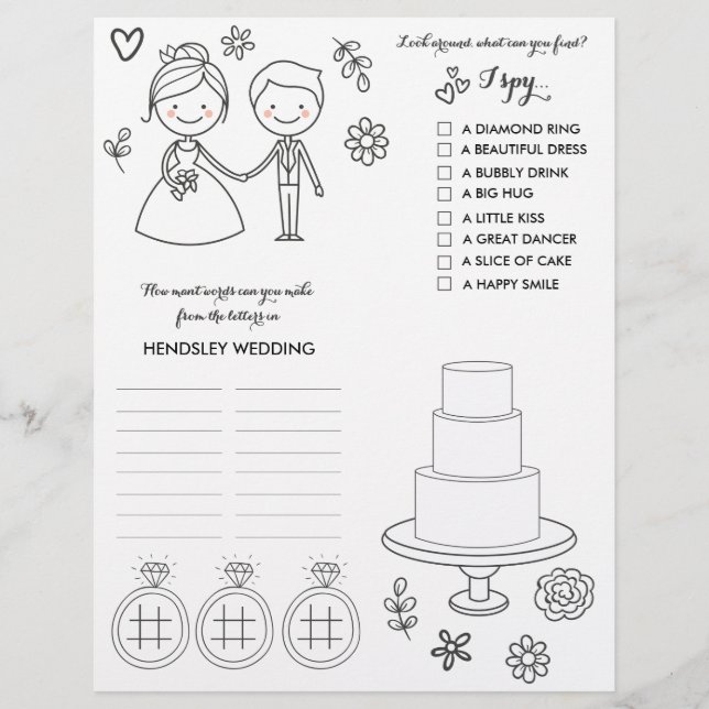 Wedding Colouring and Activity Page (Front)