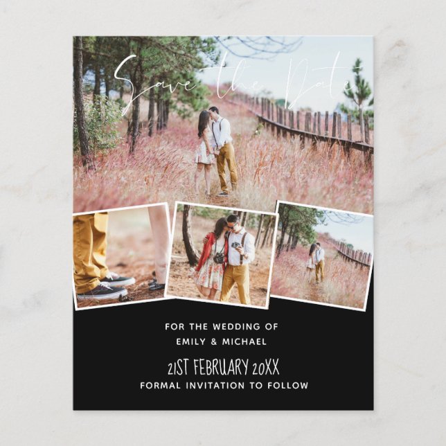 Wedding Colours BLACK and RED BUDGET Save Dates (Front)