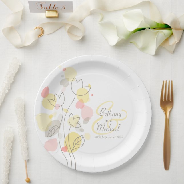 Wedding confetti flower petals custom paper plate (Wedding)