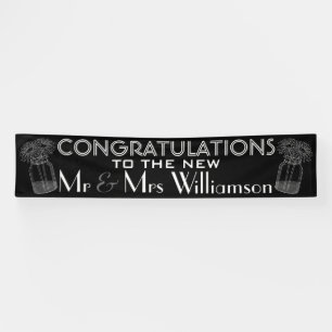 Wedding Congratulations Chalkboard and Mason Jars Banner