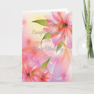 Wedding Congratulations Colourful Fantasy Flowers Card