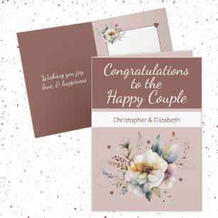 Wedding Congratulations couple floral brown Card