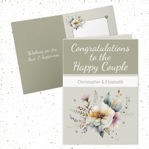 Wedding Congratulations couple floral green Card