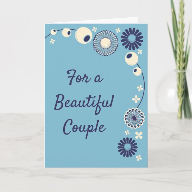 Wedding Congratulations Custom Message Blue Flower Card (Front)