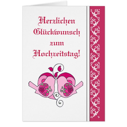Wedding Congratulations Floral Heart Bird German Card