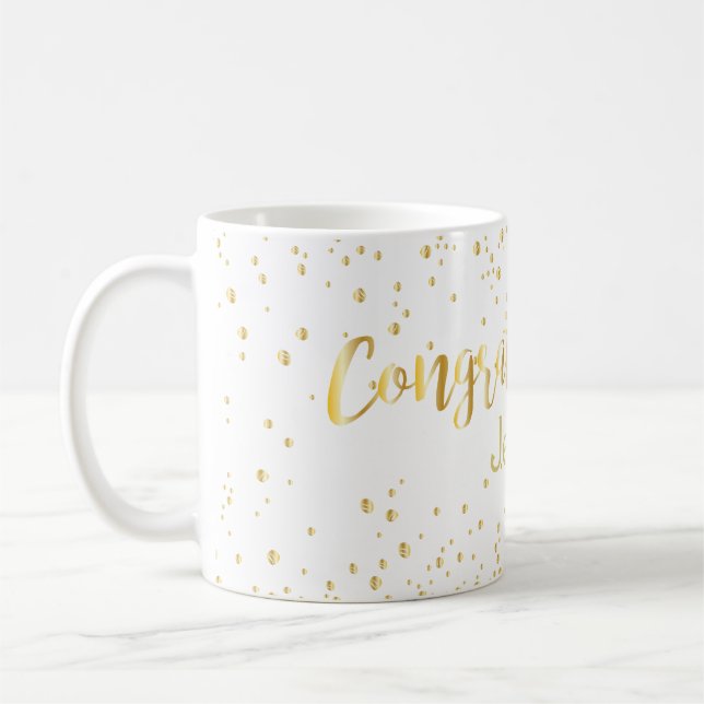 Wedding Congratulations Gold Lettering Glitter Coffee Mug (Left)