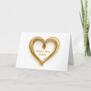 Wedding Congratulations Gold Wire Heart  Card