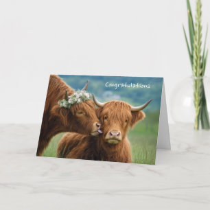Wedding Congratulations Highland Cow Kiss Card