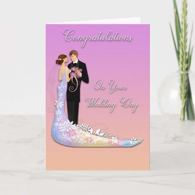 Wedding Congratulations Married Couple Drawing Card (Front)