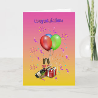 Wedding Congratulations Party Balloons Card