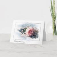 Wedding Congratulations Pink Rose On Vintage Piano