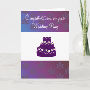 Wedding Congratulations Purple Wedding Cake Card