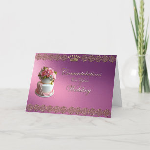 Wedding Congratulations Royal Purple Gold Trim Card