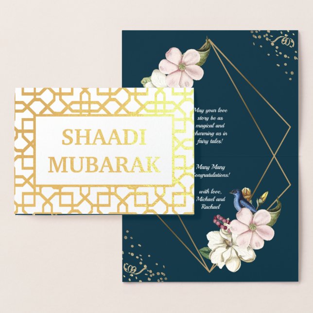 Wedding Congratulations Shaadi Mubarak Gold Foil Card (Display)