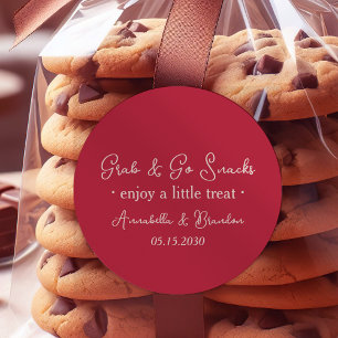 Wedding Cookie Favour Treat Bag Personalised Classic Round Sticker