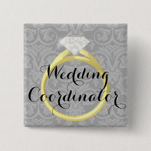 Wedding Coordinator Bridal Wedding Party Name Tag 15 Cm Square Badge