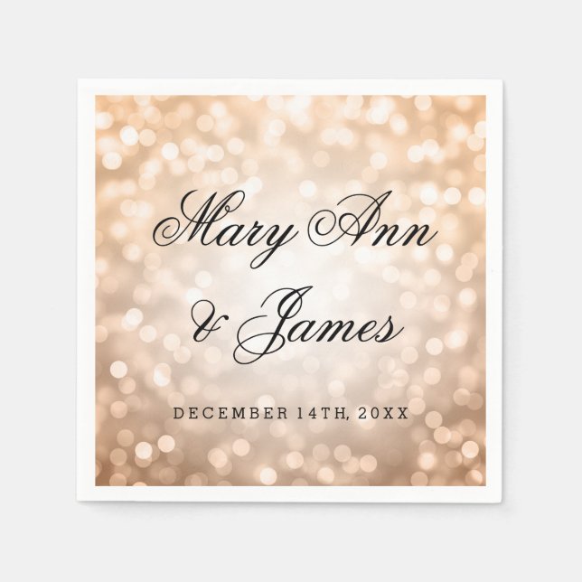 Wedding Copper Glitter Lights Napkin (Front)