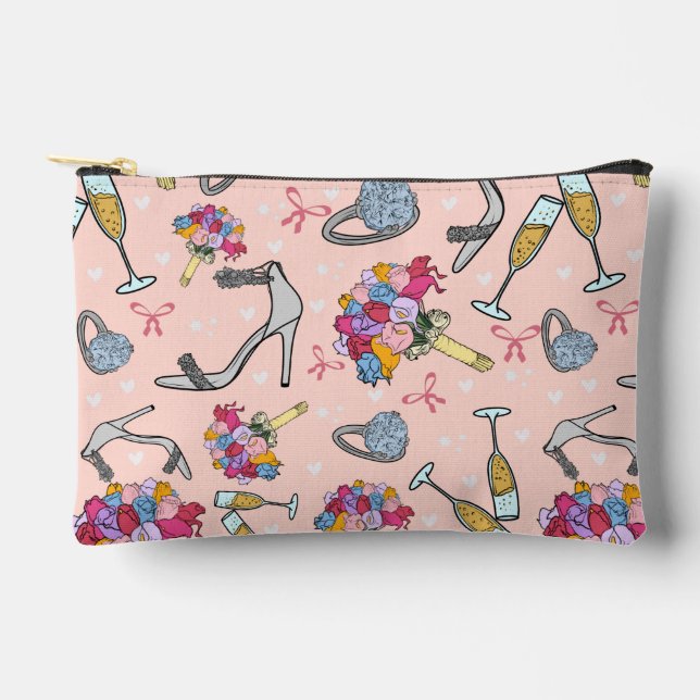 Wedding Cosmetic Makeup Bag/ Bride Toiletree Bag (Front)