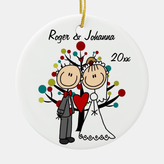 Wedding Couple 1st Christmas Personalised Ornament (Front)