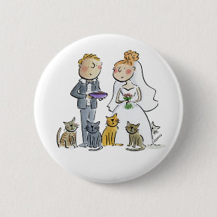 Wedding Couple Cats Paper Coaster 6 Cm Round Badge