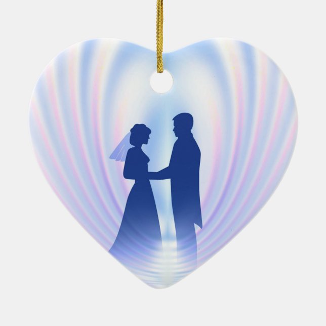 Wedding Couple Ceramic Ornament (Back)