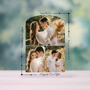 Wedding Couple Custom Photo Collage Modern Hearts Acrylic Sign