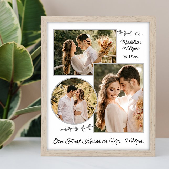 Wedding Couple Custom Photo Collage Mr Mrs Kisses Poster (Creator Uploaded)