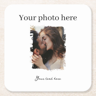 Wedding Couple Custom Photo Square Paper Coaster