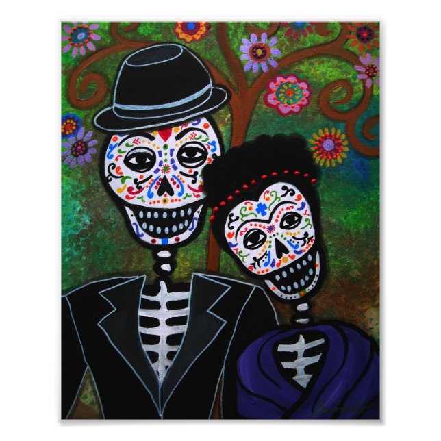Wedding Couple Day of the Dead Painting Photo Print (Front)