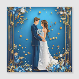 Wedding Couple Embracing Romantic Luxury Magnetic Invitation