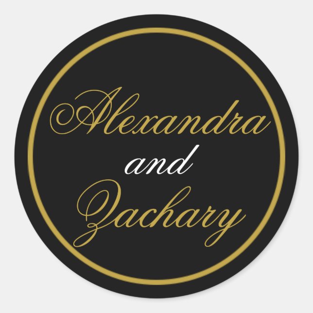 Wedding Couple Favour/Welcome Bag Sticker Black Go (Front)