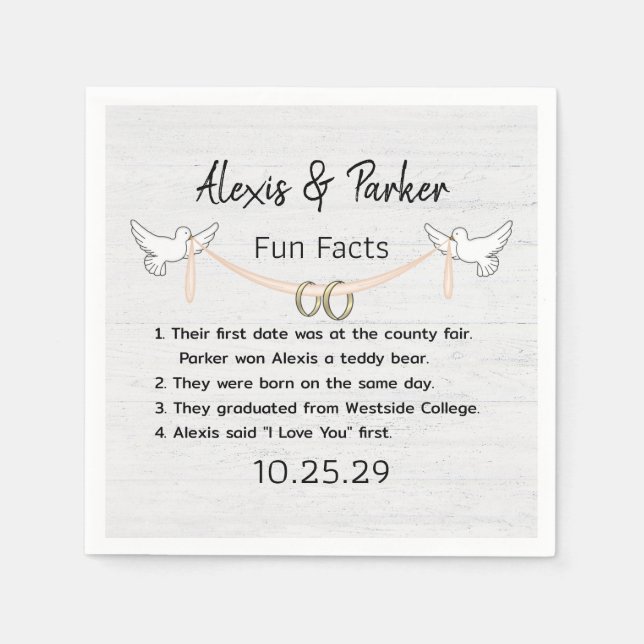 Wedding Couple Fun Facts   Napkin (Front)