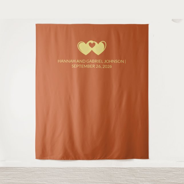 Wedding Couple Heart Backdrop Tapestry (Front)
