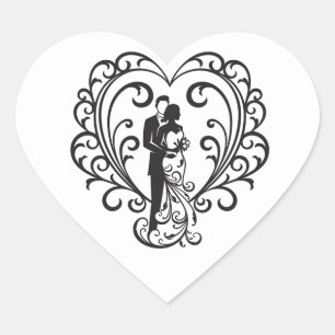 Wedding Couple Heart Sticker