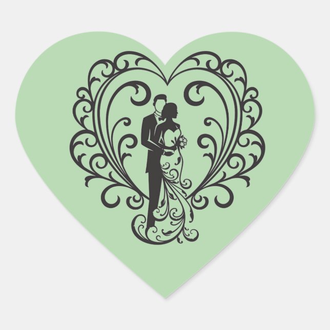 Wedding Couple Heart Sticker (Front)