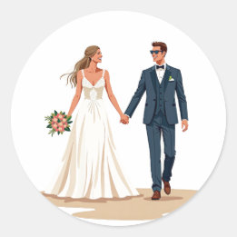 Wedding Couple Holding Hands Sticker