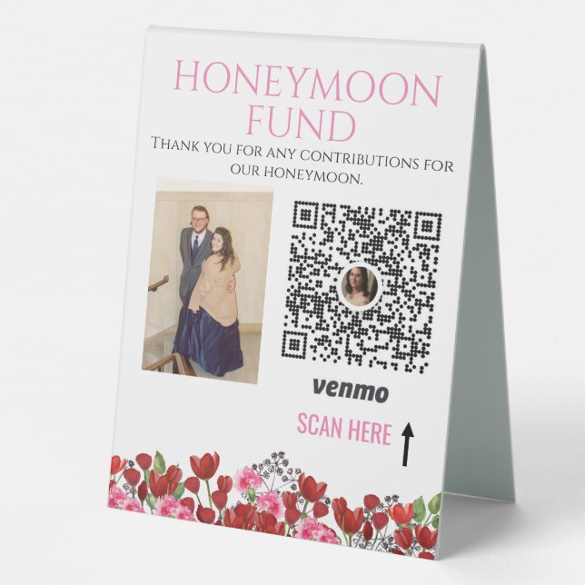 Wedding Couple Honeymoon Fund Venmo QR Code (Back)