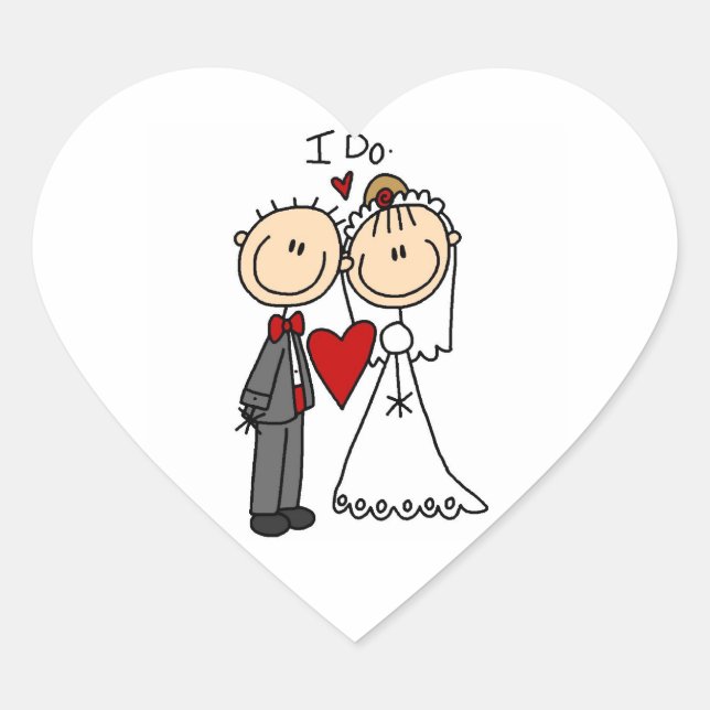 Wedding Couple I Do T-shirts and Gifts Heart Sticker (Front)