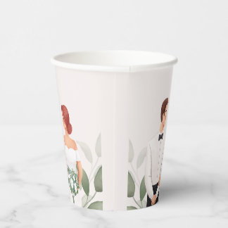 Wedding Couple Illustration Paper Cup