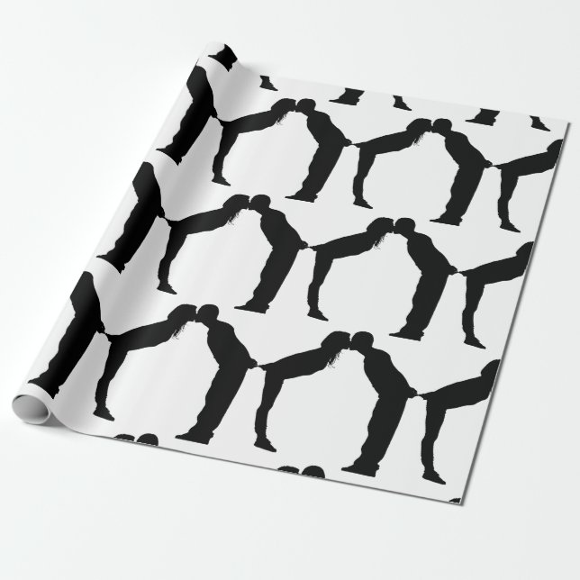 WEDDING COUPLE KISS WRAPPING PAPER (Unrolled)