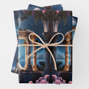 Wedding Couple Kissing in a Roman Ruin Wrapping Paper Sheet