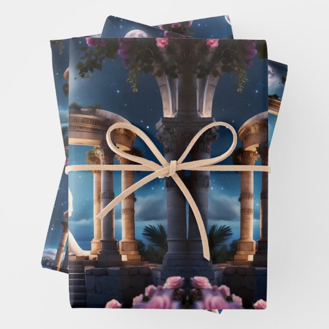 Wedding Couple Kissing in a Roman Ruin Wrapping Paper Sheet (In situ)
