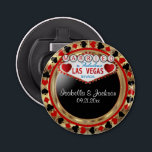 Wedding Couple Las Vegas Style - Red Bottle Opener<br><div class="desc">Bottle Opener. Wedding Couple Las Vegas Style in red and gold. 📌If you need further customisation, please click the "Click to Customise further" or "Customise or Edit Design"button and use our design tool to resize, rotate, change text colour, add text and so much more.⭐This Product is 100% Customisable. Graphics and...</div>