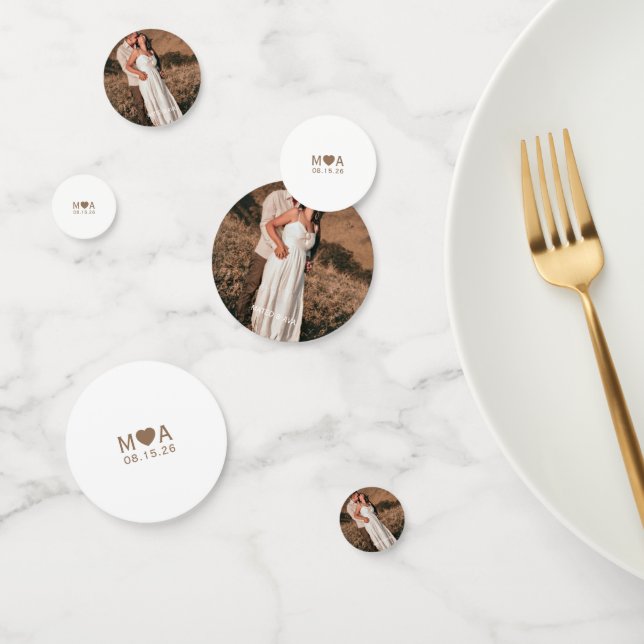 Wedding Couple Monogram Add Photo Confetti (Group)
