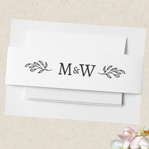 Wedding Couple Monogram Elegant Botanical Invitation Belly Band