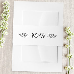 Wedding Couple Monogram Elegant Botanical Invitation Belly Band