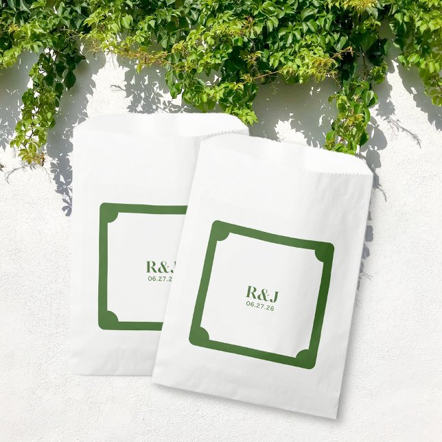 Wedding Couple Monogram Green Favour Bag (Wedding Couple Monogram Green Favor Bags)