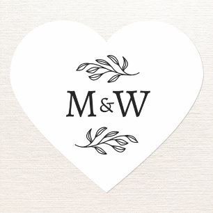 Wedding Couple Monogram Initial Botanical Heart Sticker
