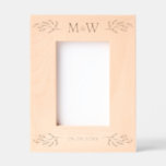 Wedding Couple Monogram Initials Date Personalised Etched Frames<br><div class="desc">Add a touch of class to your favourite wedding photo with this unique personalised couple monogram initials and wedding date botanical leaves design. Modern, minimalist and simple serif font for a sophisticated look. Makes a lovely engagement, wedding or anniversary present for the bride and groom. Original art by Nic Squirrell....</div>