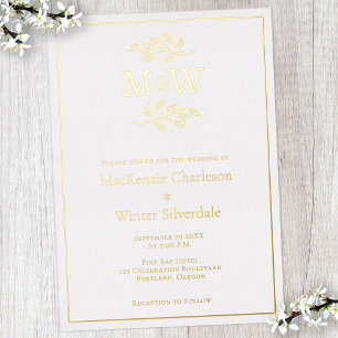 Wedding Couple Monogram Initials Minimalist Gold